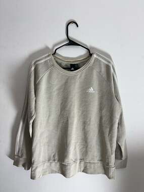 Adidas Essentials 3-Stripes Raglan Crewneck Sweatshirt Light Grey Size L